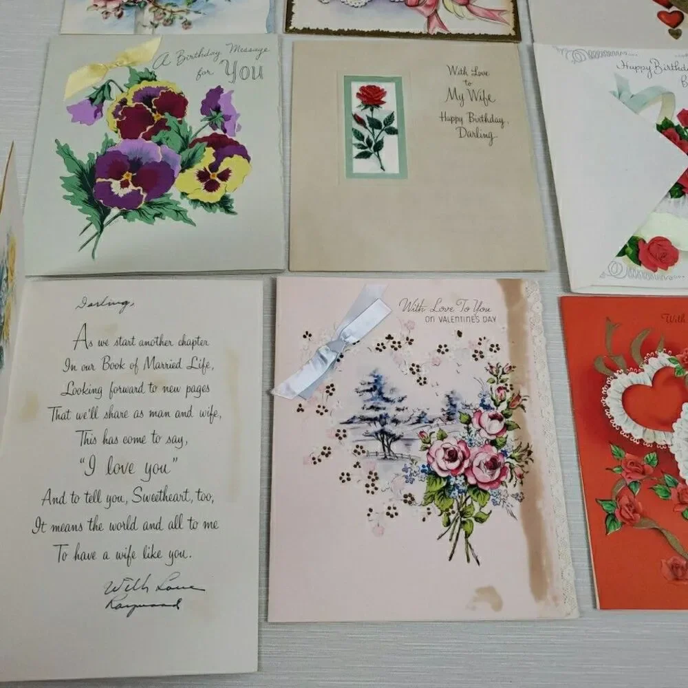 VTG Valentine Birthday Anniversary Cards 26 Used Norcross Gibson Hallmark MCM